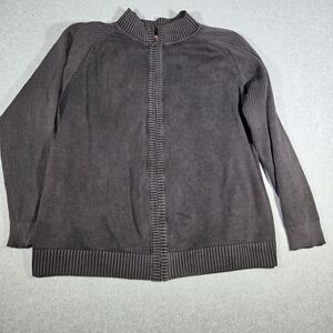 Blue Generation Mens 3X Full Zip Cardigan Sweater 100% Cotton Grey Ribbed Knit